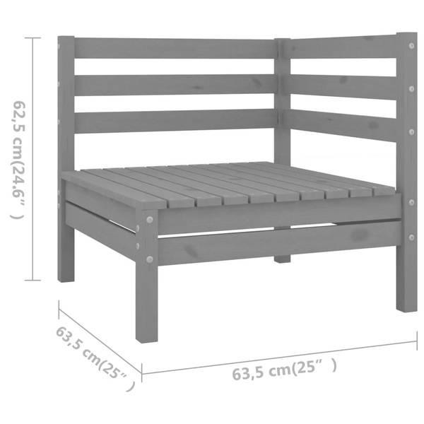 Loungeset 3010555 set van 10 grijs - grenenhout - 64 x 29 x 64 cm
