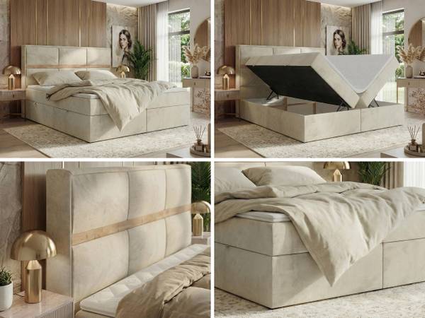 Boxspringbett ORVO Beige - Breite: 140 cm - H4