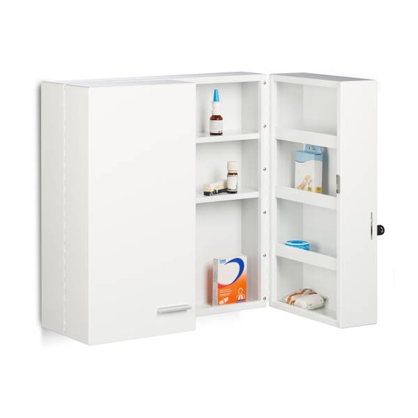 Armoire à pharmacie XXL en métal acier Argenté - Blanc - Acier - 53 x 53 x 20 cm