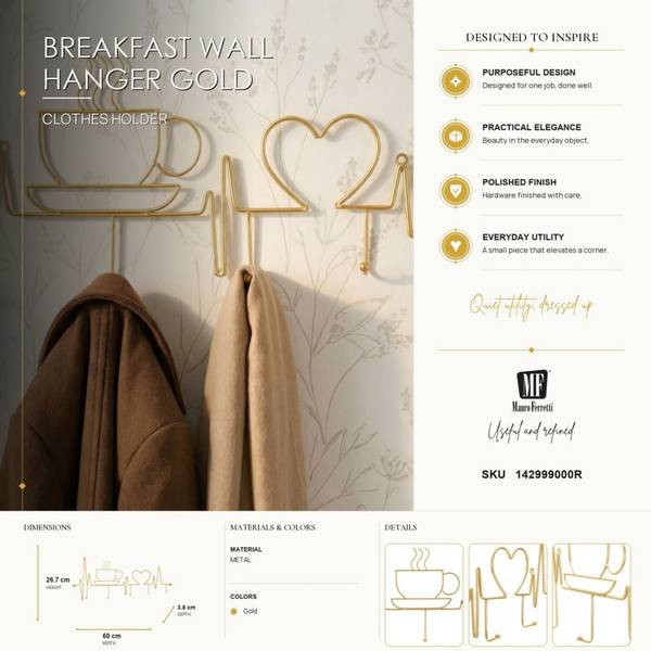 Porte-manteau Breakfast G Doré - Métal - 60 x 27 x 60 cm