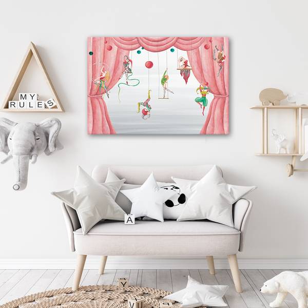 Tableau déco cirque acrobates 90 x 60 cm