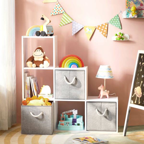 3er-Set Aufbewahrungsbox Faltbox Grau - Textil - 30 x 30 x 30 cm