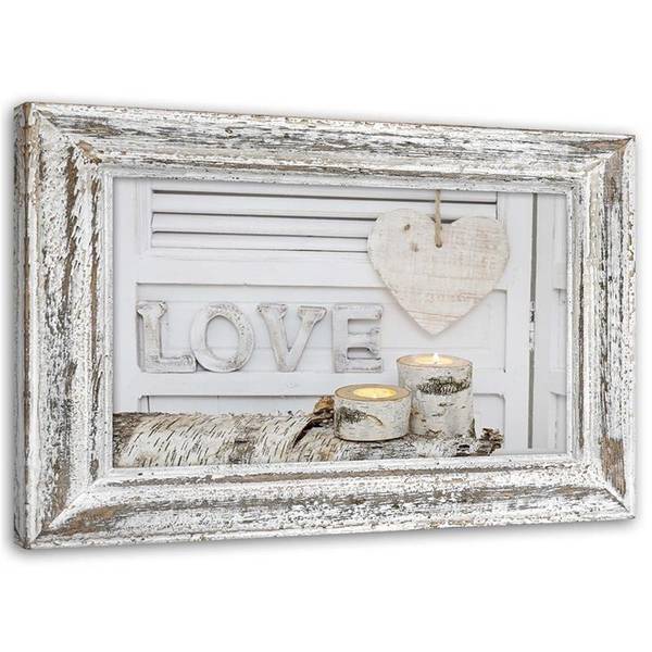 Wandbild schriftzug „home” und herz 90 x 60 cm