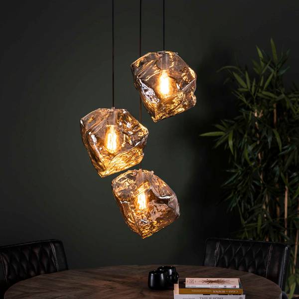 Pendelleuchte Rock Chromed 3L Grau - Metall - 50 x 150 x 50 cm