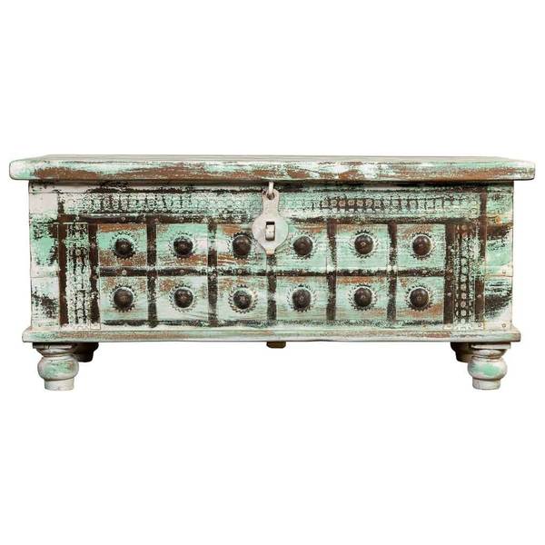 Truhe 4523361041 Grün - Massivholz - 98 x 45 x 42 cm