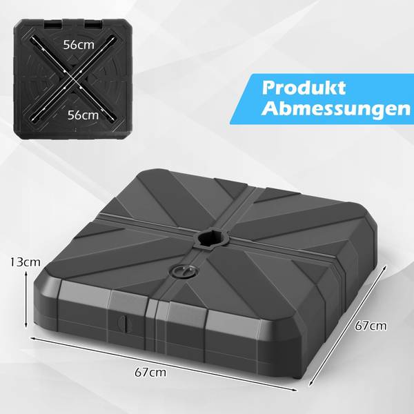 Sonnenschirmständer ZB34417DE Schwarz - Metall - 67 x 13 x 67 cm