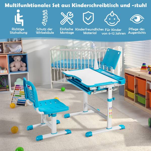 Kinderschreibtisch 62435980 4er Set Blau - Holzwerkstoff - 1 x 1 x 1 cm