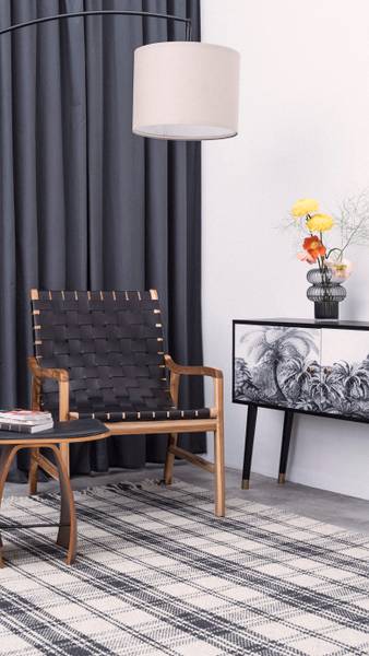 Schwarzer Ledersessel Schwarz - Massivholz - 71 x 90 x 66 cm