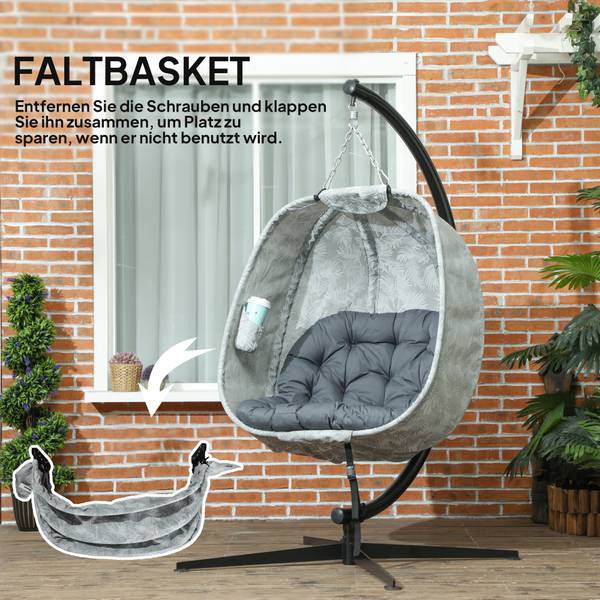 Hängesessel 84A-358V00GY Grau - Baumwollstoff - 90 x 180 x 126 cm