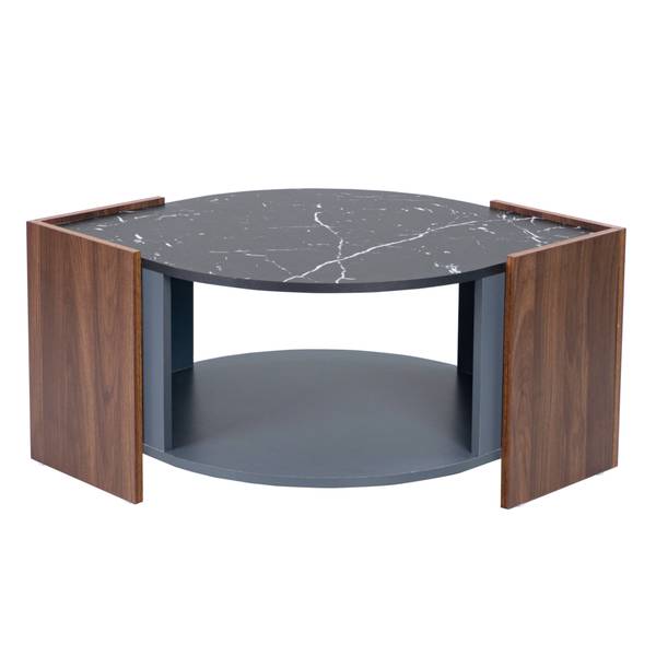 Salontafel MARBWoody Ⅱ zwart - bruin - plaatmateriaal op houtbasis - 63 x 40 x 97 cm