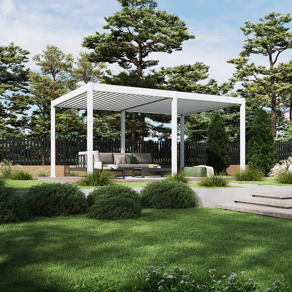 Elektrische Pergola E-Deluxe 3653 Weiß - Metall - 530 x 255 x 360 cm