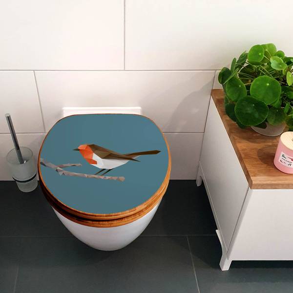 WC-Sitz mit Absenkautomatik abstrakter V Bambus - Holzwerkstoff - 38 x 5 x 49 cm
