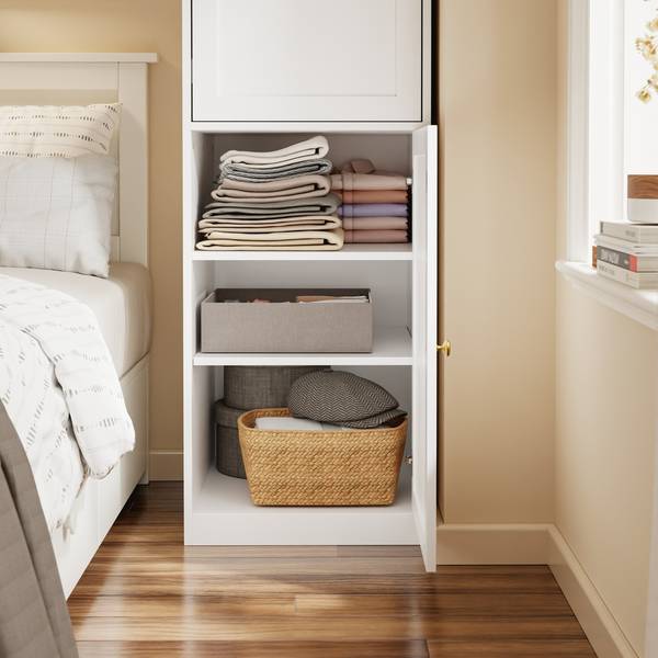 Kleiderschrank KSB03-W Braun - Weiß - Holzwerkstoff - 55 x 187 x 45 cm