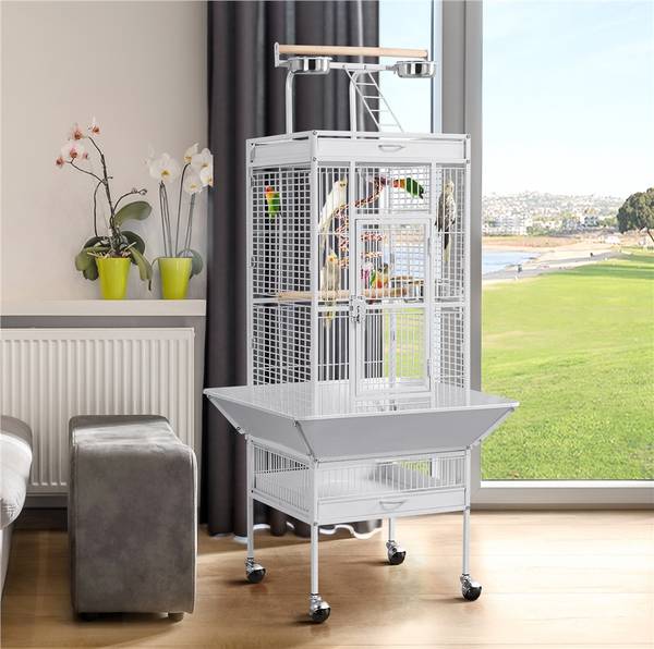 Vogelkäfig ARE62 Weiß - Metall - 66 x 156 x 66 cm