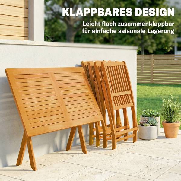 Outdoor Essgruppe 84K-054V90ND Braun - Akazie - 120 x 75 x 70 cm