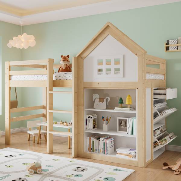 Hochbett SHEFNatur Ⅰ Braun - Holzwerkstoff - 107 x 165 x 205 cm