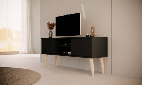 TV-Lowboard Micky Schwarz - Eiche - 120 x 56 x 35 cm