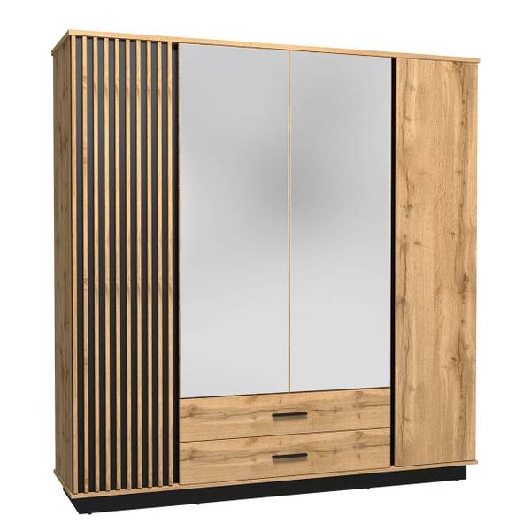 Kleiderschrank Salemir SE18 Schwarz - Braun - Holzwerkstoff - 197 x 205 x 52 cm