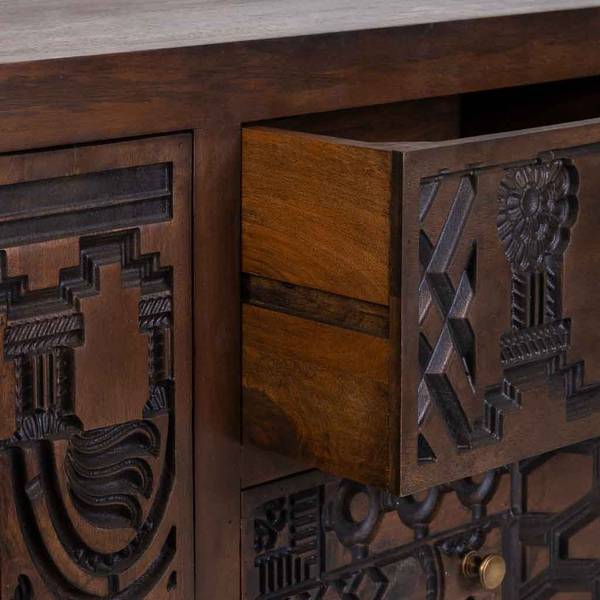 Sideboard Hoshi Braun - Massivholz - 150 x 90 x 40 cm