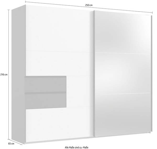 Schwebetürenschrank PALERMO Grau - Stahl - 250 x 216 x 65 cm