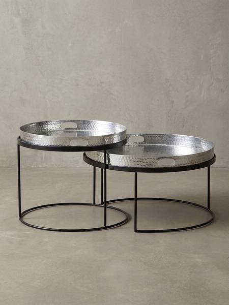 Tabletttisch NERA 2er-Set Silber