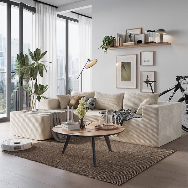 Ecksofa mit Relaxfunktion Nuvio 61466 Beige - Textil - 250 x 59 x 169 cm