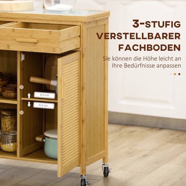 Servierwagen BB5363 Beige - Bambus - 36 x 85 x 84 cm