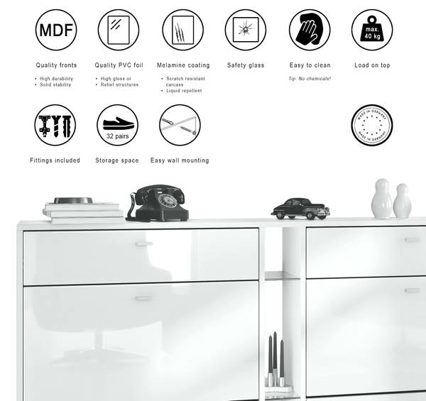 Armoire à chaussures Today Blanc brillant - Blanc