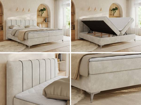 Boxspringbett DRINEA Beige - H3 - Liegefläche Breite: 180 cm
