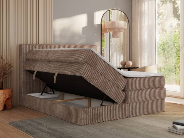 Boxspringbett TILIANO KING Braun - H3 - Liegefläche Breite: 140 cm