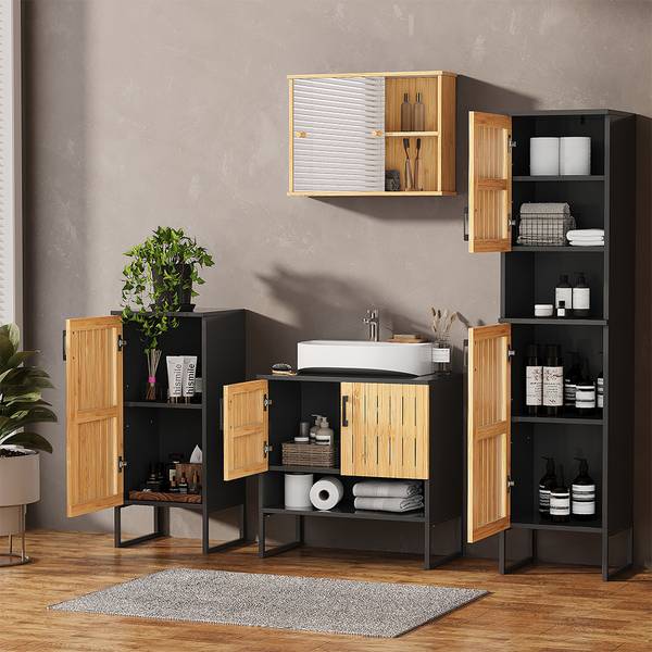 Badkamermeubel Vayra 56198 set van 4 bruin - staal - 60 x 66 x 33 cm