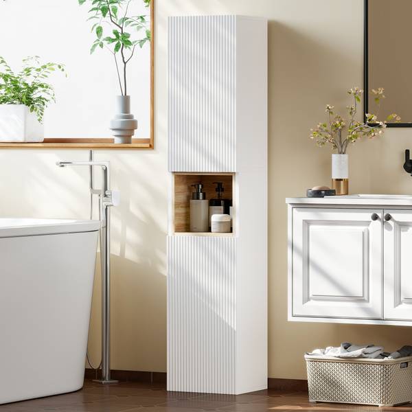Badezimmerschrank 834-933V90WT Weiß - Holzwerkstoff - 24 x 140 x 30 cm