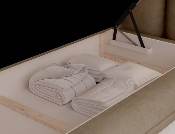 Box spring lit Stefan Marron café