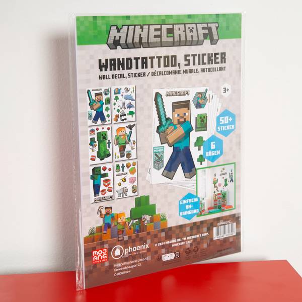 Wandtattoo Sticker MINECRAFT Blau - Braun - Grün - Rot - Kunststoff - 21 x 28 x 1 cm