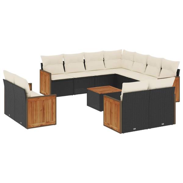 Garten-Lounge-Set 3035035-2 12-teilig Schwarz - Weiß - Polyrattan - 55 x 69 x 62 cm