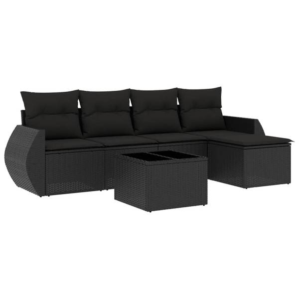 Garten-Lounge-Set 3034447-2 6-teilig Schwarz