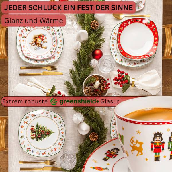 Kaffeetassen Bilgola Nussknacker 12 tlg Weiß - Porzellan - 46 x 28 x 46 cm
