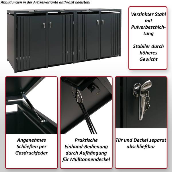4er-Mülltonnenverkleidung O67 Anthrazit