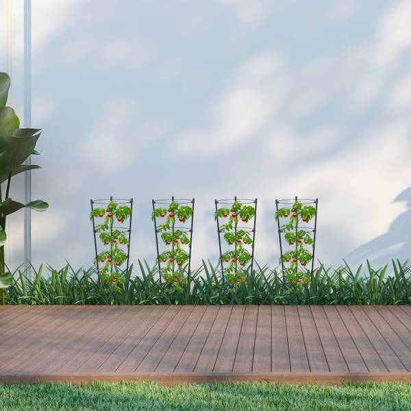 Rankhilfe 45 cm 4er Set schwarz Schwarz - Eisen - 22 x 45 x 22 cm