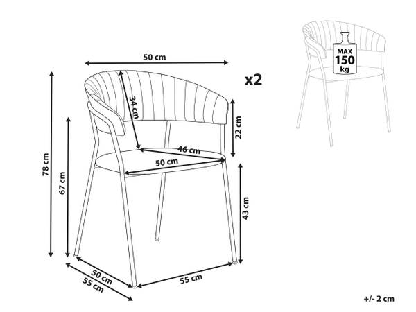 Stuhl MARIPOSA 2-tlg Schwarz - Weiß