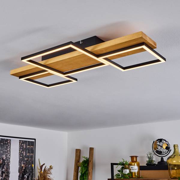 Deckenleuchte Palermo Beige - Schwarz - Holz - Weiß - 35 x 8 x 65 cm - Holzwerkstoff - Metall - Kunststoff