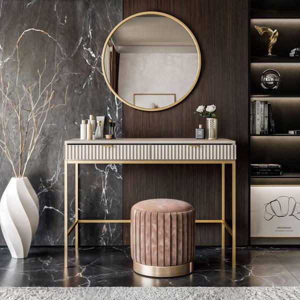 CORTADO GOLD Konsole T104 Beige - Gold - Holzwerkstoff - 104 x 78 x 50 cm