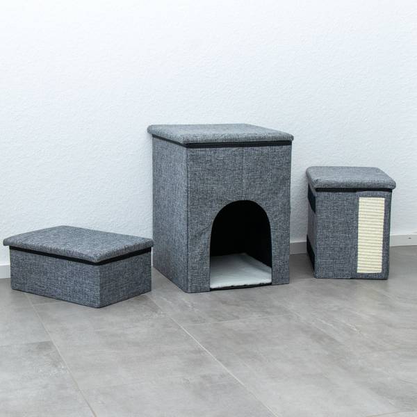 Faltbare Hundetreppe Hubert Grau - Textil - 33 x 43 x 72 cm