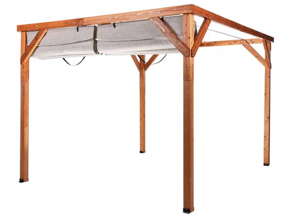 Garten-Pergola VILLAROSA Beige - Braun - Massivholz - 320 x 250 x 380 cm