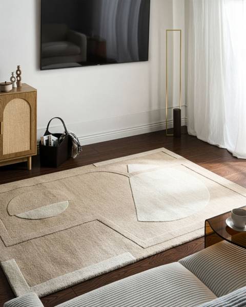 Teppich GAYA Beige - Grau - Bambus - 160 x 230 cm