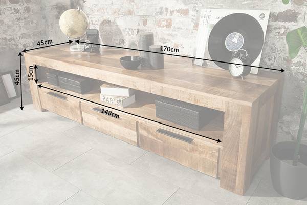 TV-Board IRON CRAFT Braun - Mango - 170 x 45 x 45 cm
