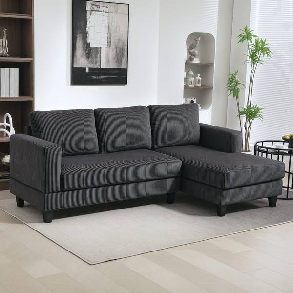 Ecksofa 83B-242V00CG Grau - Cord - 134 x 87 x 214 cm