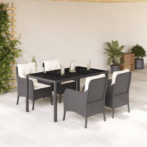 Garten Essgruppe 3033371-2 (5-teilig) Schwarz - Creme - Tiefe: 150 cm