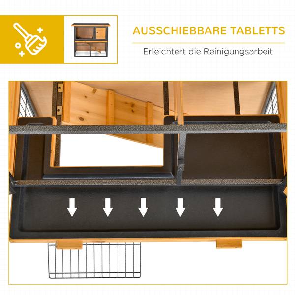 Kleintierkäfig D51-176 Gelb - Massivholz - 45 x 81 x 90 cm