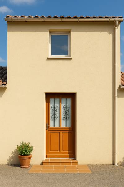 Porte d'entrée Syrah Droit2851 Marron - En partie en bois massif - 98 x 220 x 5 cm